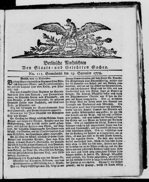 Berlinische Nachrichten von Staats- und gelehrten Sachen vom 19.09.1778
