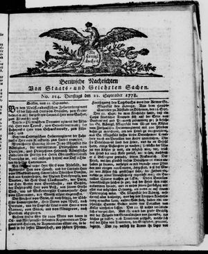 Berlinische Nachrichten von Staats- und gelehrten Sachen vom 22.09.1778