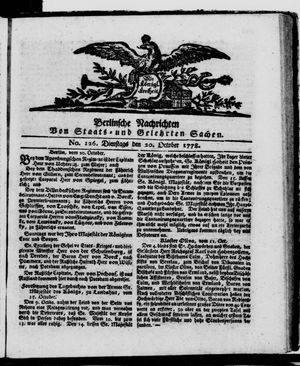 Berlinische Nachrichten von Staats- und gelehrten Sachen vom 20.10.1778
