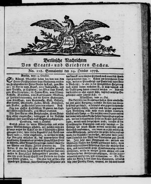 Berlinische Nachrichten von Staats- und gelehrten Sachen vom 24.10.1778
