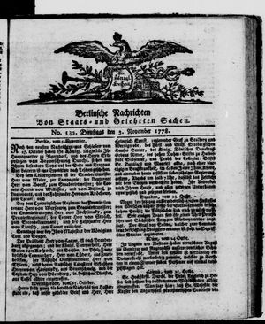 Berlinische Nachrichten von Staats- und gelehrten Sachen vom 03.11.1778