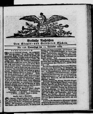 Berlinische Nachrichten von Staats- und gelehrten Sachen on Nov 12, 1778