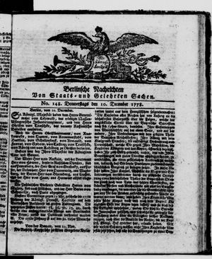 Berlinische Nachrichten von Staats- und gelehrten Sachen vom 10.12.1778
