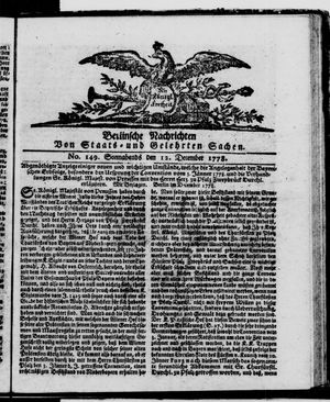 Berlinische Nachrichten von Staats- und gelehrten Sachen on Dec 12, 1778