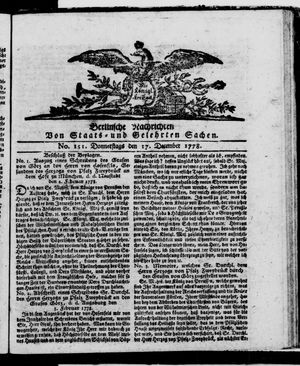 Berlinische Nachrichten von Staats- und gelehrten Sachen on Dec 17, 1778
