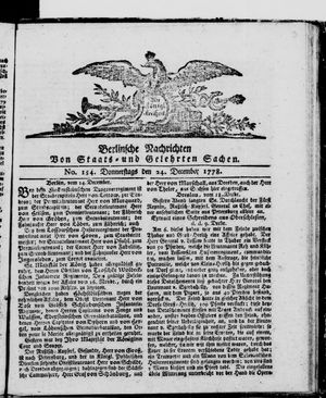 Berlinische Nachrichten von Staats- und gelehrten Sachen on Dec 24, 1778