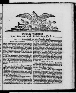 Berlinische Nachrichten von Staats- und gelehrten Sachen on Dec 26, 1778