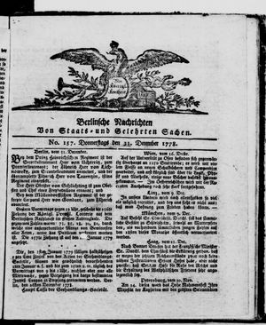 Berlinische Nachrichten von Staats- und gelehrten Sachen vom 31.12.1778