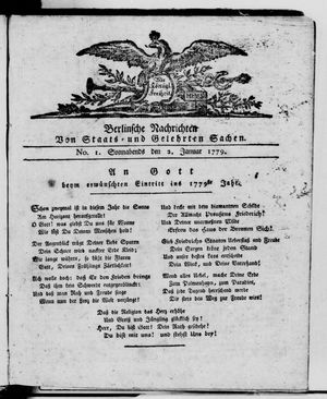 Berlinische Nachrichten von Staats- und gelehrten Sachen vom 02.01.1779