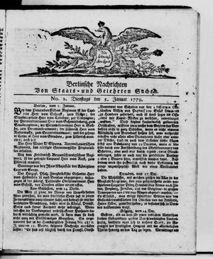 Berlinische Nachrichten von Staats- und gelehrten Sachen vom 05.01.1779