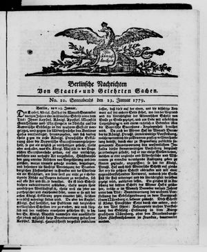 Berlinische Nachrichten von Staats- und gelehrten Sachen vom 23.01.1779