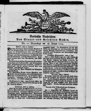 Berlinische Nachrichten von Staats- und gelehrten Sachen vom 28.01.1779