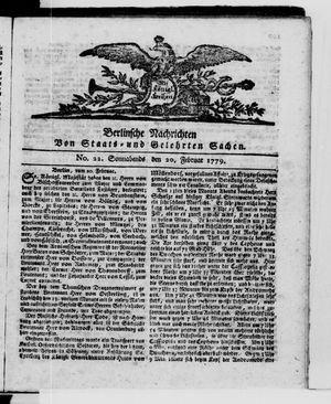 Berlinische Nachrichten von Staats- und gelehrten Sachen vom 20.02.1779