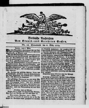 Berlinische Nachrichten von Staats- und gelehrten Sachen vom 06.03.1779