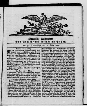Berlinische Nachrichten von Staats- und gelehrten Sachen vom 11.03.1779