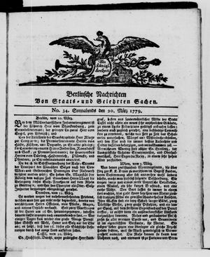 Berlinische Nachrichten von Staats- und gelehrten Sachen vom 20.03.1779