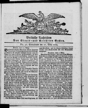 Berlinische Nachrichten von Staats- und gelehrten Sachen vom 27.03.1779
