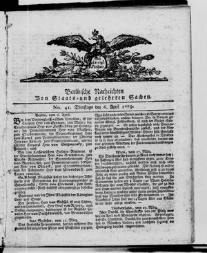 Berlinische Nachrichten von Staats- und gelehrten Sachen vom 06.04.1779