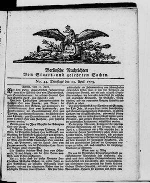 Berlinische Nachrichten von Staats- und gelehrten Sachen vom 13.04.1779