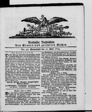Berlinische Nachrichten von Staats- und gelehrten Sachen vom 17.04.1779