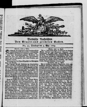Berlinische Nachrichten von Staats- und gelehrten Sachen vom 04.05.1779