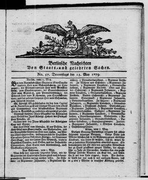 Berlinische Nachrichten von Staats- und gelehrten Sachen vom 13.05.1779