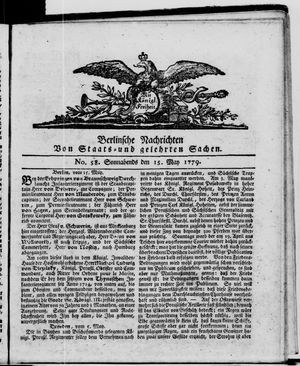 Berlinische Nachrichten von Staats- und gelehrten Sachen vom 15.05.1779