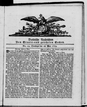 Berlinische Nachrichten von Staats- und gelehrten Sachen vom 18.05.1779