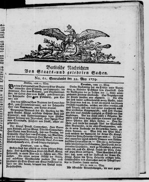 Berlinische Nachrichten von Staats- und gelehrten Sachen vom 22.05.1779