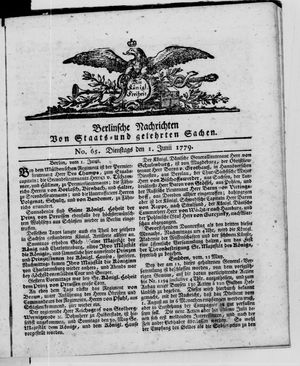 Berlinische Nachrichten von Staats- und gelehrten Sachen vom 01.06.1779