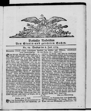Berlinische Nachrichten von Staats- und gelehrten Sachen vom 08.06.1779