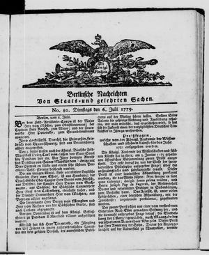 Berlinische Nachrichten von Staats- und gelehrten Sachen vom 06.07.1779