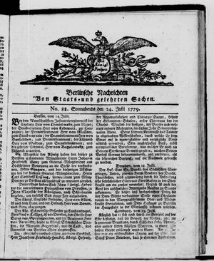 Berlinische Nachrichten von Staats- und gelehrten Sachen vom 24.07.1779