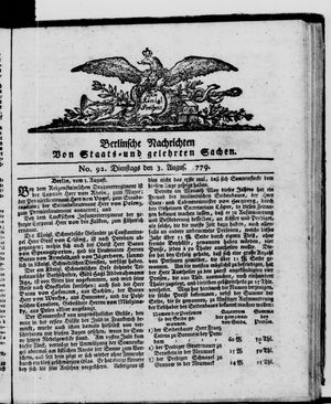 Berlinische Nachrichten von Staats- und gelehrten Sachen vom 03.08.1779
