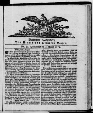 Berlinische Nachrichten von Staats- und gelehrten Sachen vom 05.08.1779