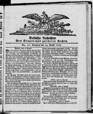 Berlinische Nachrichten von Staats- und gelehrten Sachen vom 24.08.1779