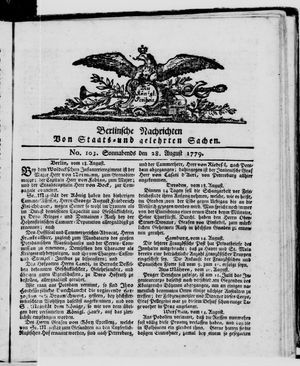 Berlinische Nachrichten von Staats- und gelehrten Sachen vom 28.08.1779