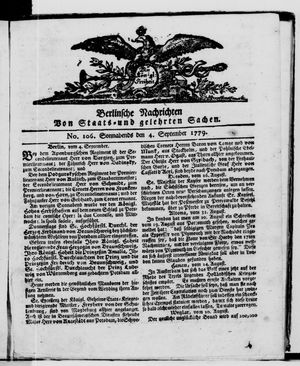 Berlinische Nachrichten von Staats- und gelehrten Sachen vom 04.09.1779