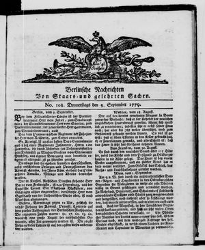 Berlinische Nachrichten von Staats- und gelehrten Sachen vom 09.09.1779