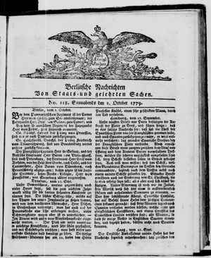 Berlinische Nachrichten von Staats- und gelehrten Sachen vom 02.10.1779