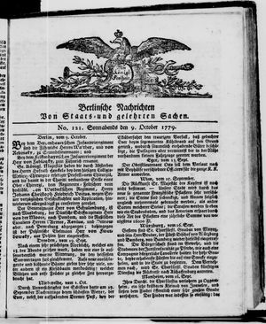 Berlinische Nachrichten von Staats- und gelehrten Sachen vom 09.10.1779