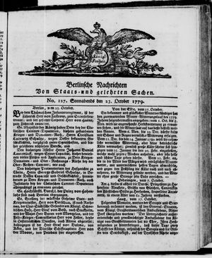 Berlinische Nachrichten von Staats- und gelehrten Sachen vom 23.10.1779
