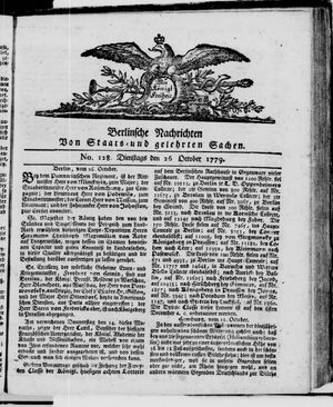Berlinische Nachrichten von Staats- und gelehrten Sachen vom 26.10.1779