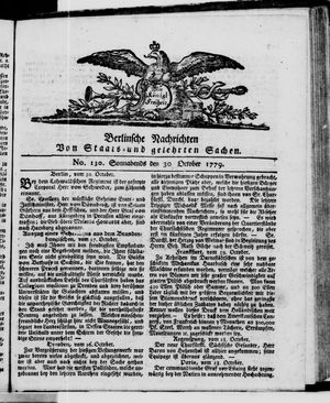 Berlinische Nachrichten von Staats- und gelehrten Sachen vom 30.10.1779