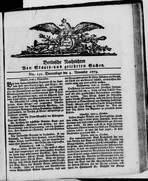 Berlinische Nachrichten von Staats- und gelehrten Sachen vom 04.11.1779