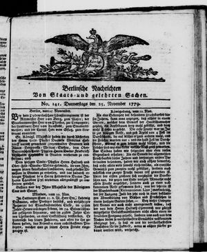 Berlinische Nachrichten von Staats- und gelehrten Sachen vom 25.11.1779
