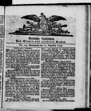 Berlinische Nachrichten von Staats- und gelehrten Sachen vom 27.11.1779