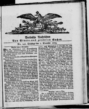 Berlinische Nachrichten von Staats- und gelehrten Sachen vom 07.12.1779