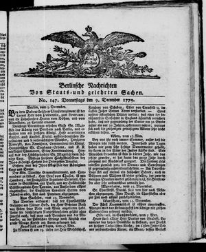 Berlinische Nachrichten von Staats- und gelehrten Sachen vom 09.12.1779