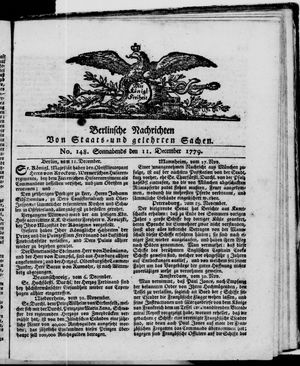 Berlinische Nachrichten von Staats- und gelehrten Sachen vom 11.12.1779